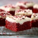 Red Velvet Cookie Bars with White Chocolate Chips and Cream Cheese Icing Recipe