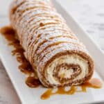 Banana Cake Roll with Cream Cheese Filling and Caramel Topping Recipe