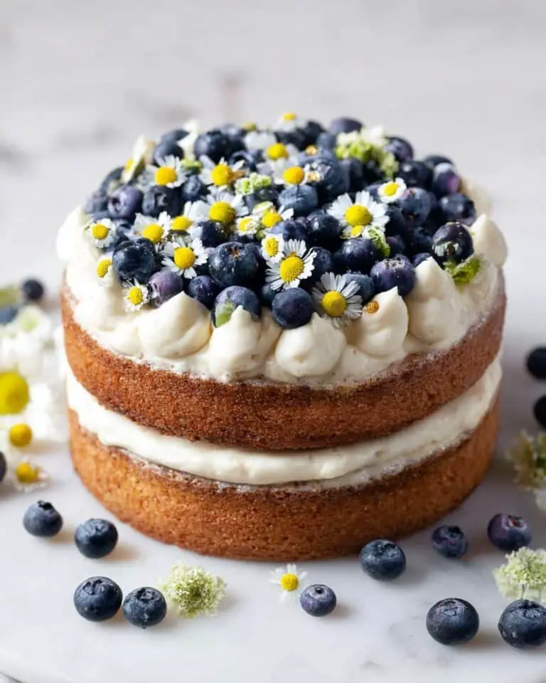 Chamomile Cake with Blueberries and Lavender-Infused Frosting Recipe