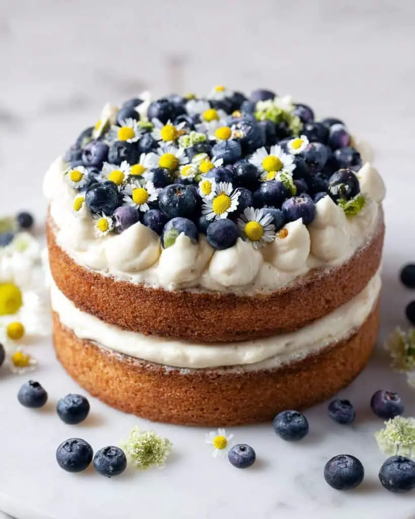 Chamomile Cake with Blueberries and Lavender-Infused Frosting Recipe