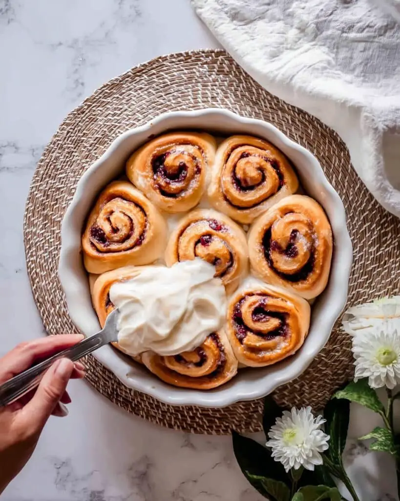 Lavender Berry Sweet Rolls with Lemon Cream Cheese Frosting Recipe
