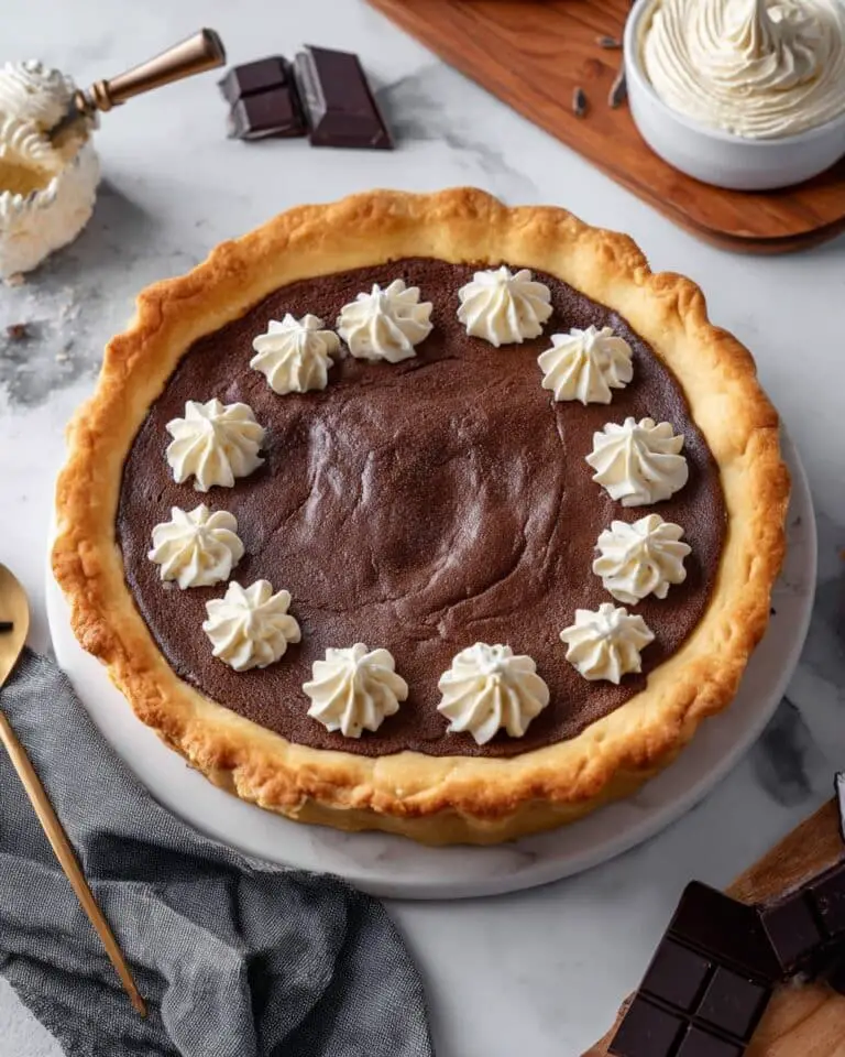 Decadent Brownie Pie with Flaky Pie Crust and Whipped Cream Recipe