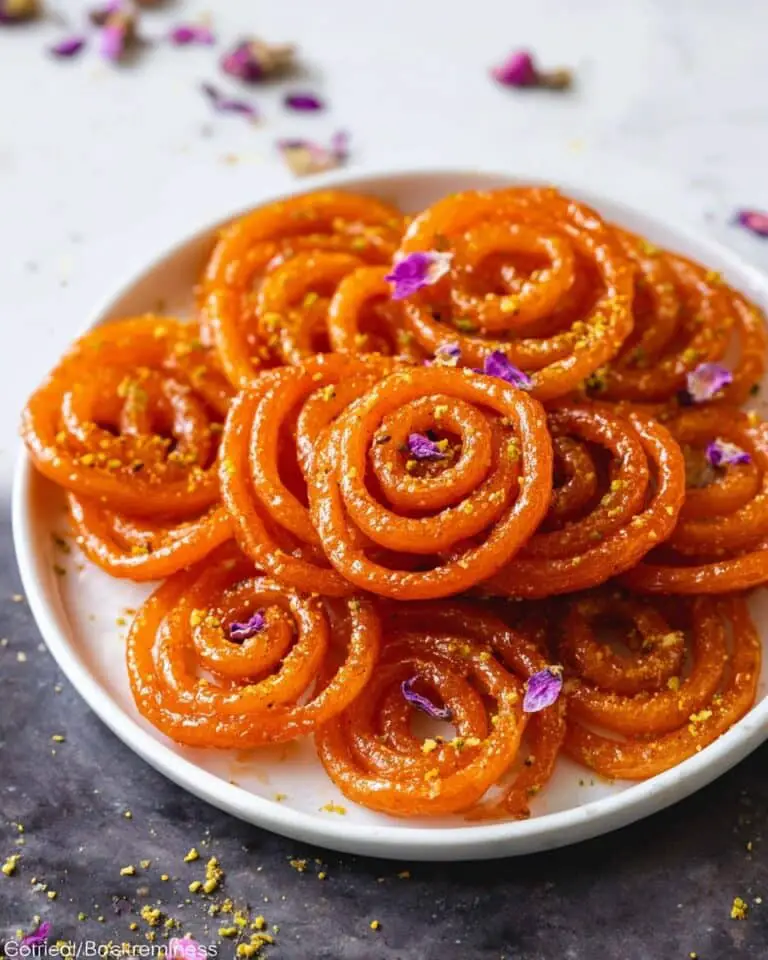 Delicious Homemade Jalebi with Cardamom Saffron Syrup and Pistachio Garnish Recipe