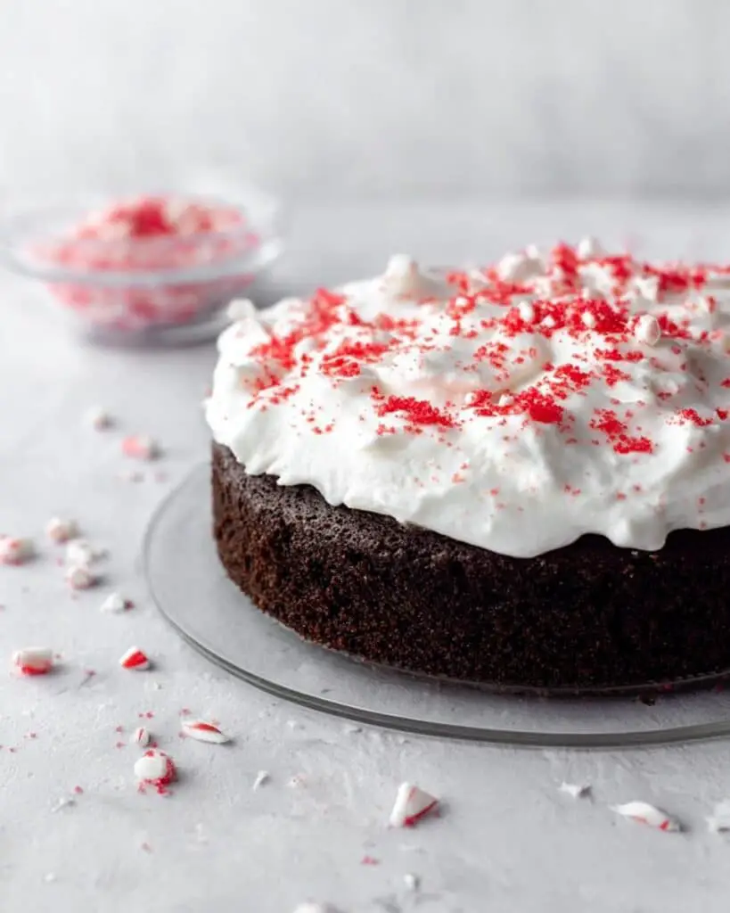 Brownie Cake with Peppermint Marshmallow Frosting Recipe