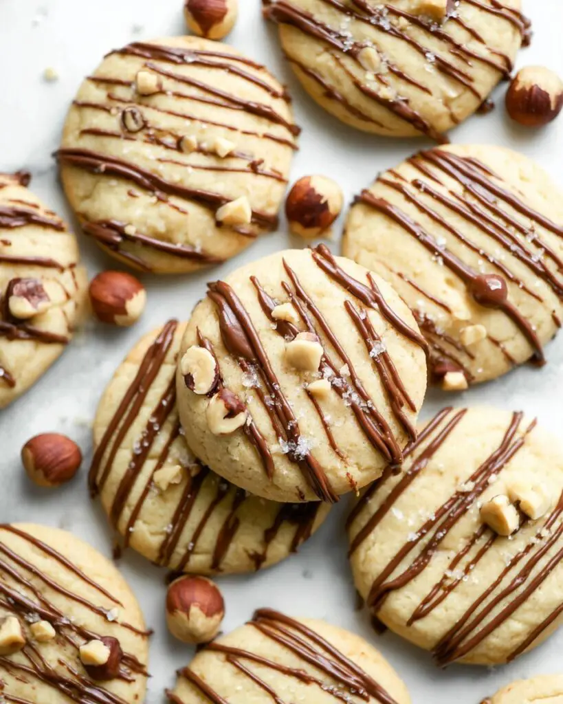 Hazelnut Sea Salt Brown Butter Cookies with Nutella Drizzle Recipe