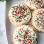 Christmas Sprinkles Sugar Crumbl Cookies with Cream Cheese Frosting Recipe