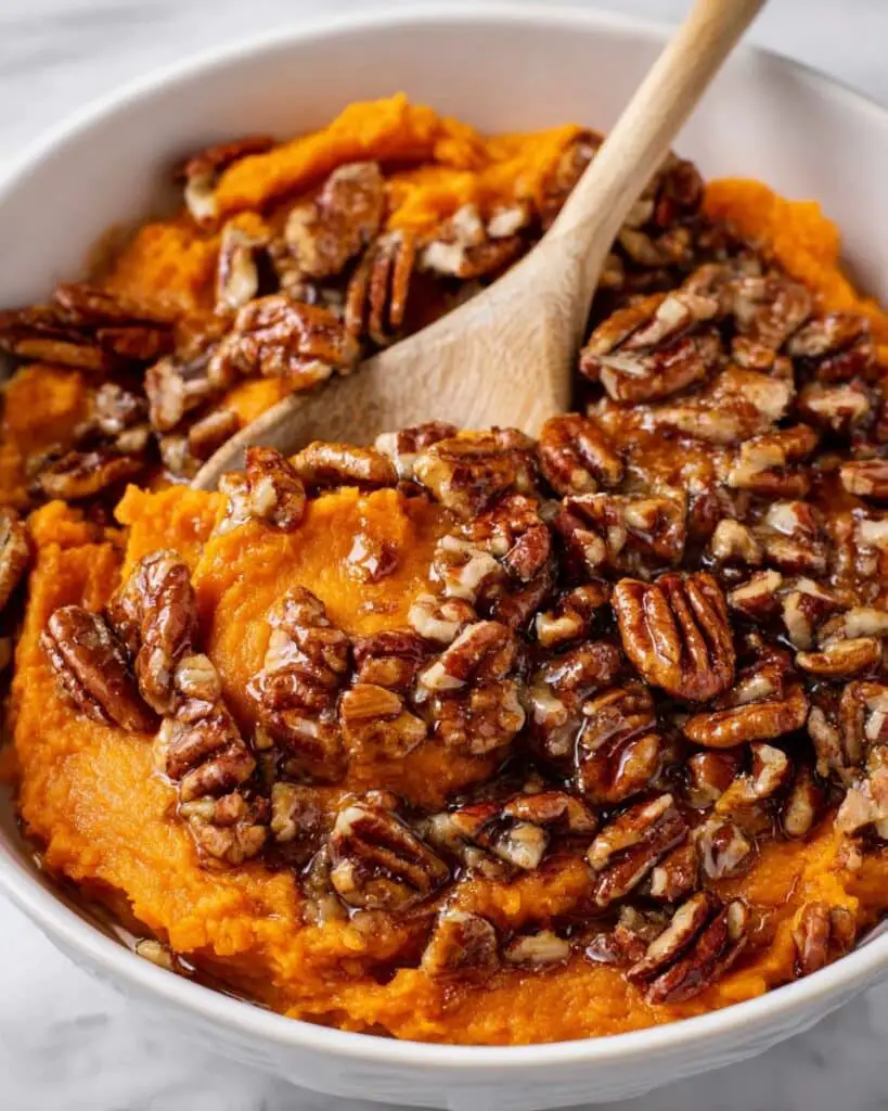Crockpot Sweet Potato Casserole with Pecan Topping Recipe
