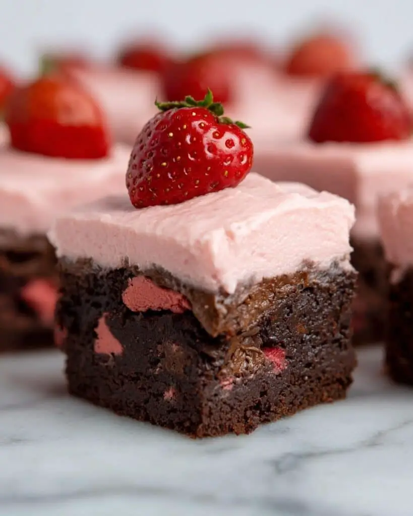 Strawberry Chocolate Chip Brownies with Strawberry Frosting Recipe
