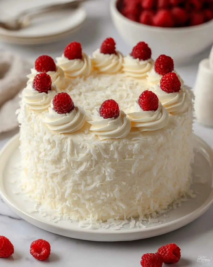 Lemon Raspberry Coconut Layer Cake Recipe