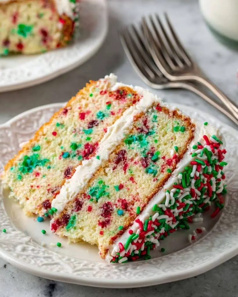 Funfetti Bread with Vanilla Icing and Holiday Sprinkles Recipe