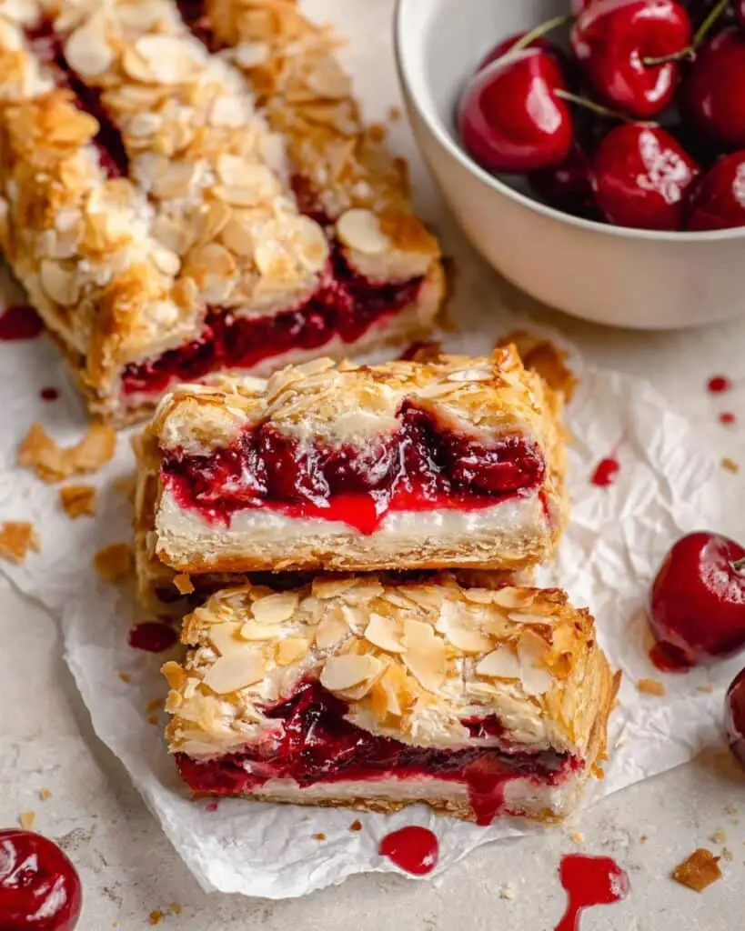 Cream Cheese Cherry Danish with Puff Pastry Recipe