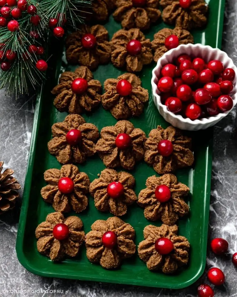 Chocolate Butter Cookies with Candied Cherry Embellishments Recipe