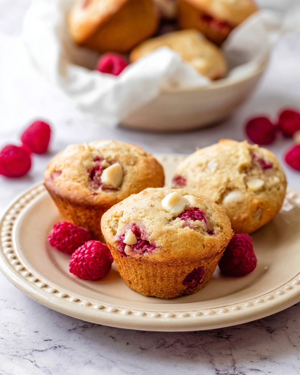 A metal muffin tray with twelve round cups, each filled with light yellow batter mixed with visible red raspberry pieces. The batter is thick and unevenly spread, slightly spilling over the edges in some cups. The tray sits on a white marbled surface, showing small marks and scratches on the metal from use. The raspberries are scattered inside the batter, creating small red patches throughout each cup. Photo taken with an iphone --ar 4:5 --v 7