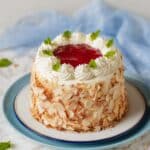 Insanely Delicious Brown Butter Layer Cake with Cherry Jam and Almond Decor Recipe