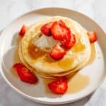Air Fryer Pancakes with Strawberries, Ice Cream, and Maple Syrup Recipe