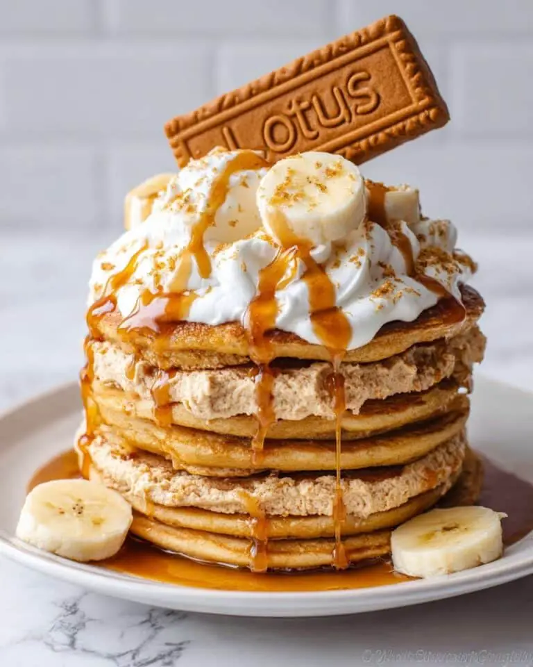 Biscoff Pancakes with Cream and Banana Recipe