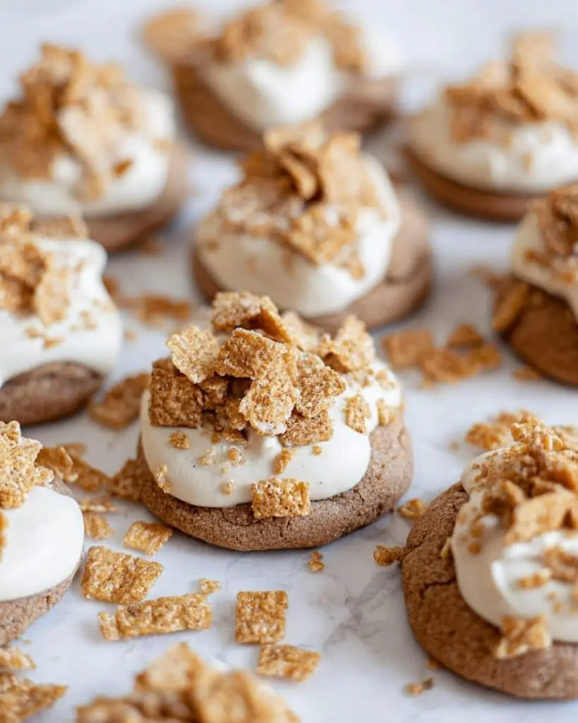 Cinnamon Toast Crunch Cookies with White Chocolate Chips and Cream Cheese Frosting Recipe