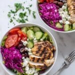 Mediterranean Salad Bowls with Yogurt Marinated Greek Chicken Recipe