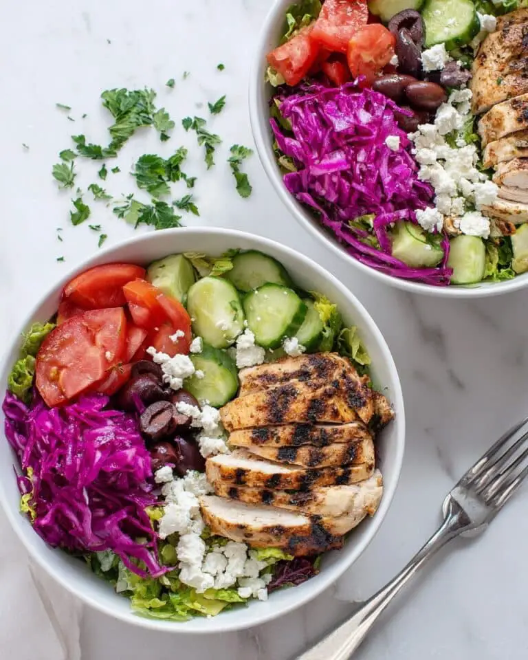 Mediterranean Salad Bowls with Yogurt Marinated Greek Chicken Recipe