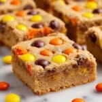 Peanut Butter Cookie Bars with Reese's Pieces Recipe