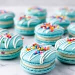 Macarons with Cream Cheese Filling and Royal Icing Drizzle Recipe