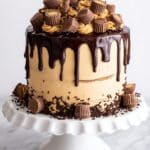 Chocolate Brownie Cake with Peanut Butter Frosting and Chocolate Drip Recipe