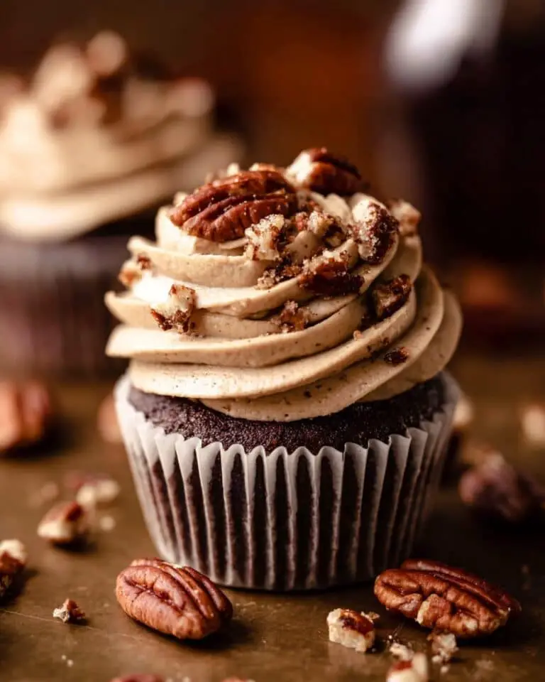 Chocolate Bourbon Pecan Pie Cupcakes with Butter Pecan Frosting Recipe