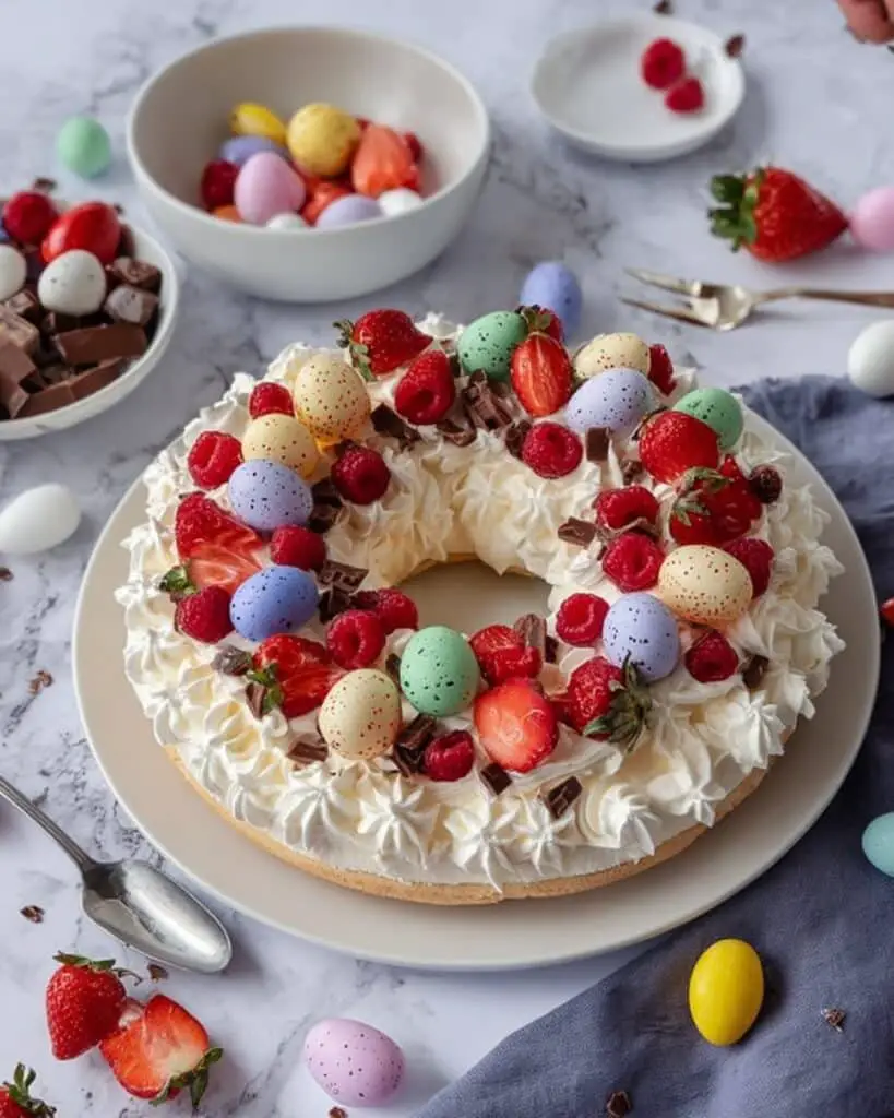 Easter Pavlova with Fresh Fruit and Chocolates Recipe
