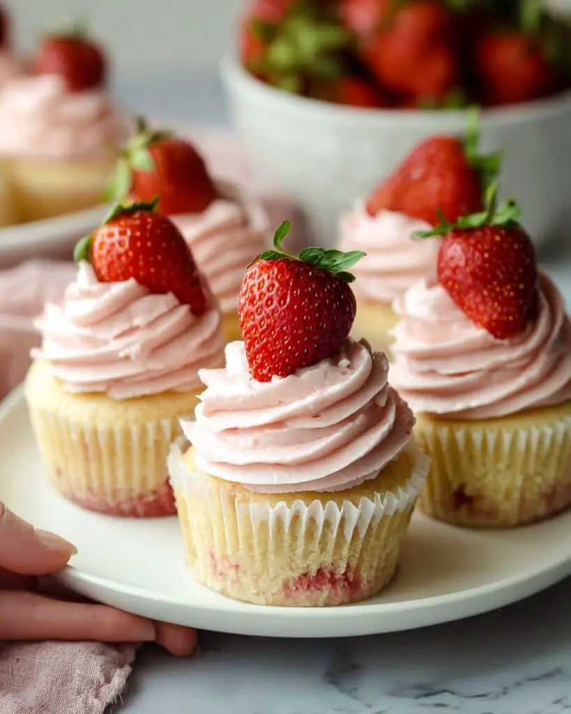 Strawberry Cupcakes with Creamy Strawberry Buttercream Recipe