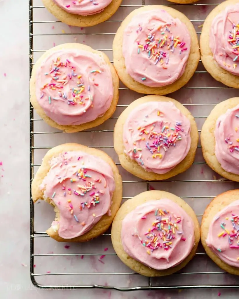 Soft Cakey Sugar Cookies with Vanilla Buttercream and Sprinkles Recipe