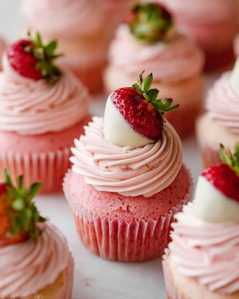 White Chocolate Strawberry Cupcakes Recipe