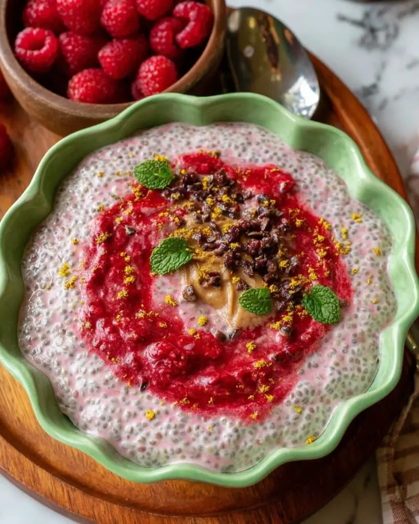 High Protein Raspberry Vanilla Chia Pudding Recipe