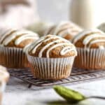 Super Easy Vegan Matcha Muffins with White Chocolate Drizzle Recipe