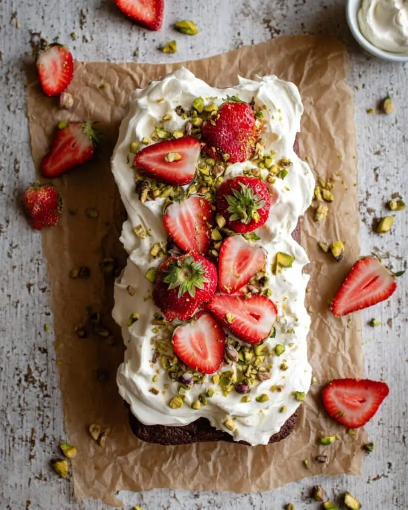 Pistachio Cake with Strawberries & Cream Recipe