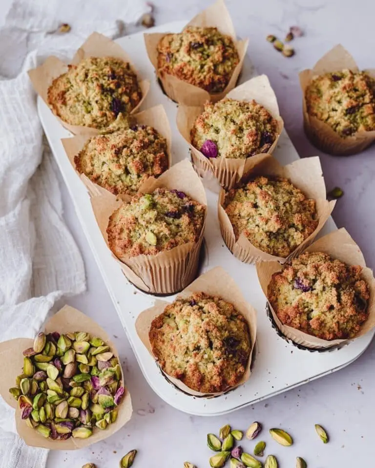 Pistachio Muffins with Crunchy Pistachio Crumble Topping Recipe