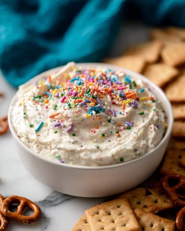 Simple No-Bake Cake Batter Dip with Rainbow Sprinkles Recipe