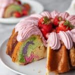 Easter Colorful Swirl Bundt Cake with Strawberry Frosting Recipe