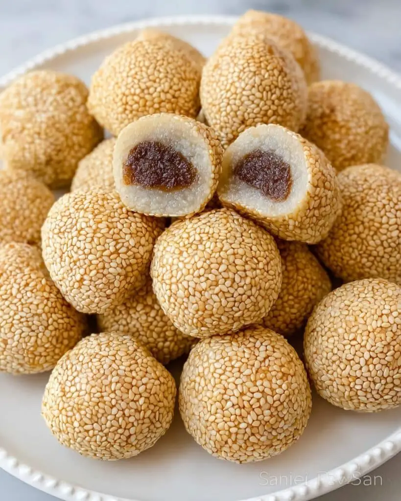 Authentic Sesame Balls with Red Bean Paste Filling Recipe