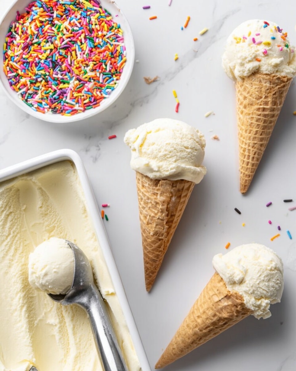 Vanilla Ice Cream with Hot Fudge Sauce and Sprinkles Recipe