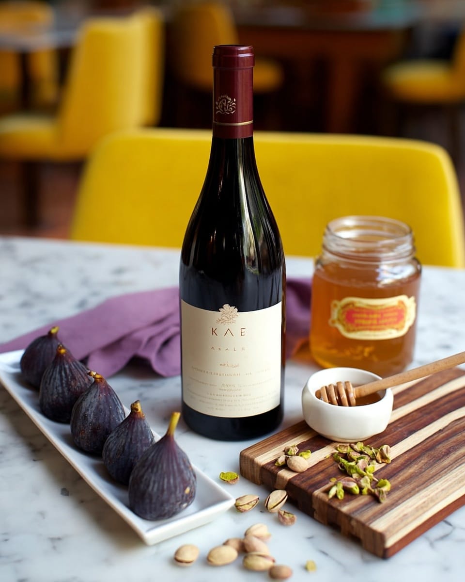 A tall dark red wine bottle with a deep red wax seal and a beige label reading