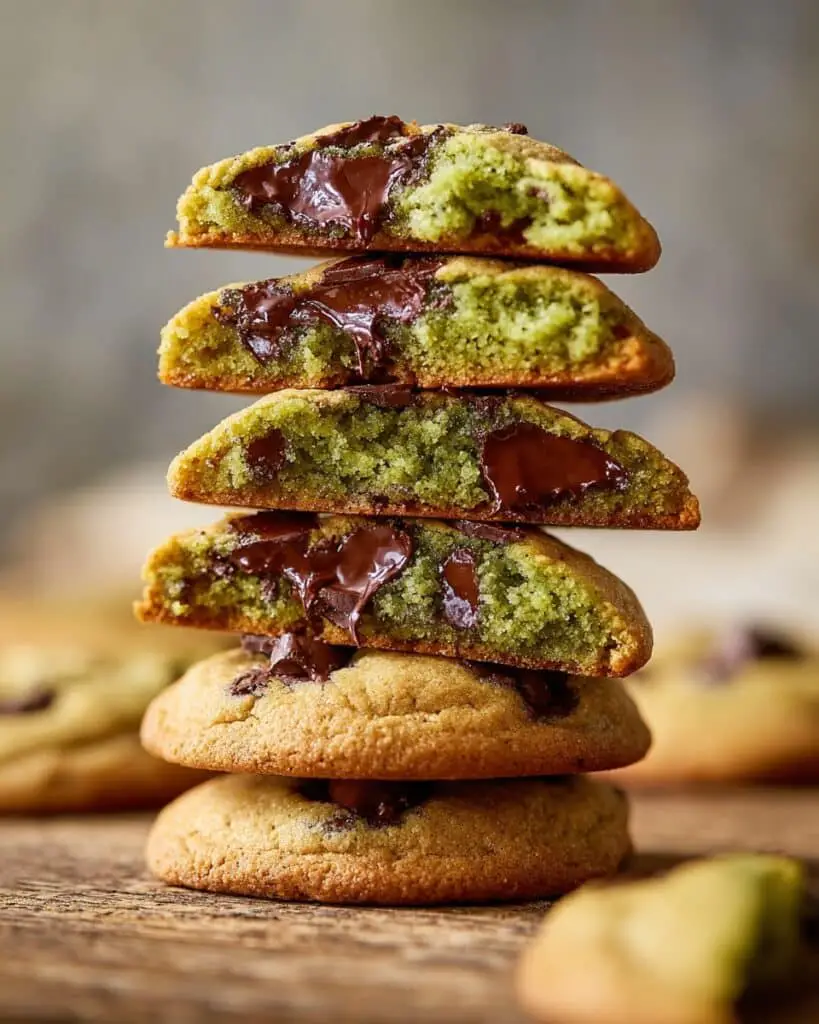 Pistachio Cream Stuffed Chocolate Chip Cookies Recipe