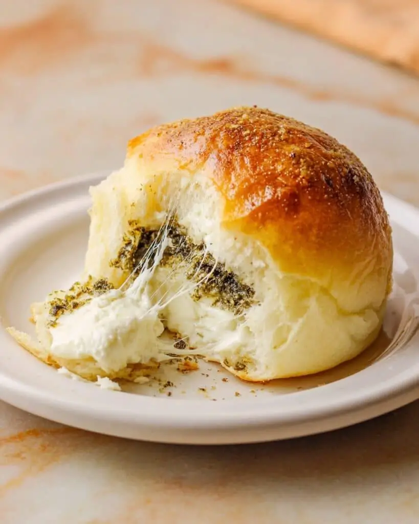 Pesto Mozzarella Stuffed Dinner Rolls Recipe