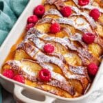 Baked French Toast with Honey-Lime Syrup and Fresh Raspberries Recipe