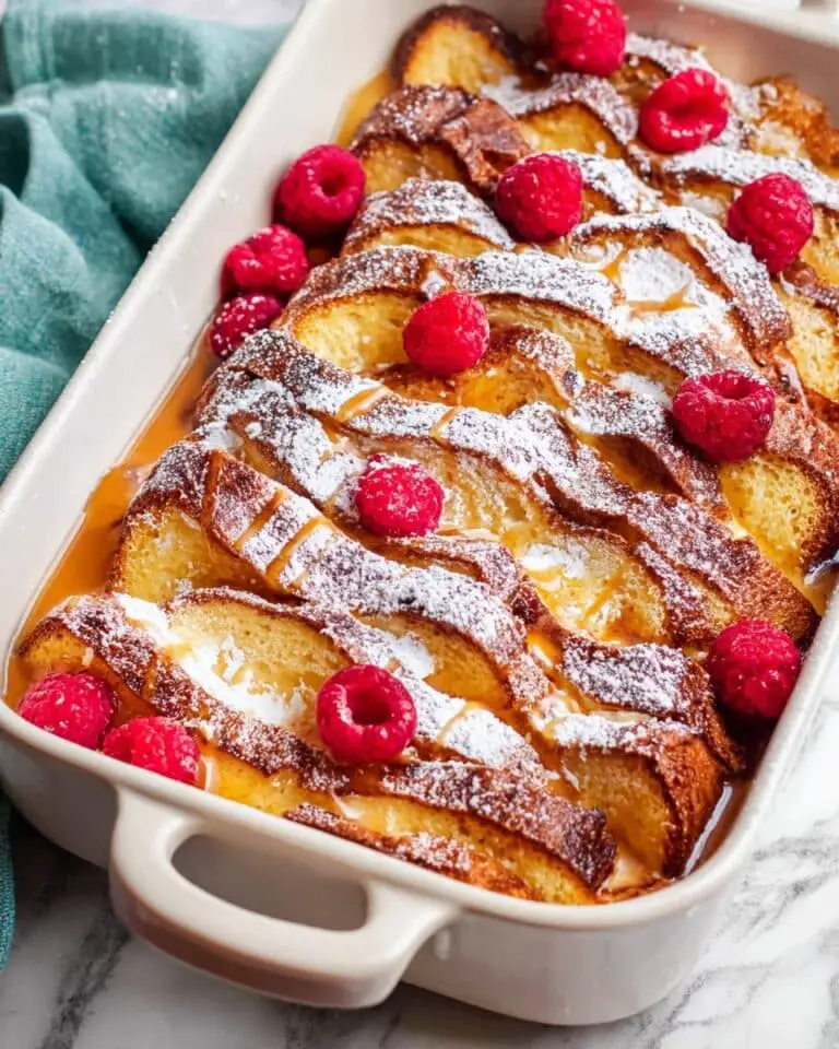 Baked French Toast with Honey-Lime Syrup and Fresh Raspberries Recipe