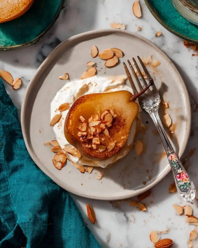Baked Pears with Almonds, Honey, and Ricotta Recipe
