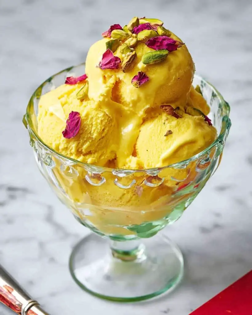 Persian Ice Cream with Saffron, Pistachios, and Rose (Bastani Sonnati) Recipe