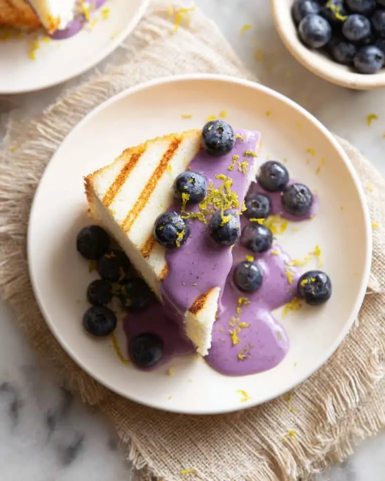 Blueberry-Lemon Grilled Angel Food Cake with Greek Yogurt Recipe