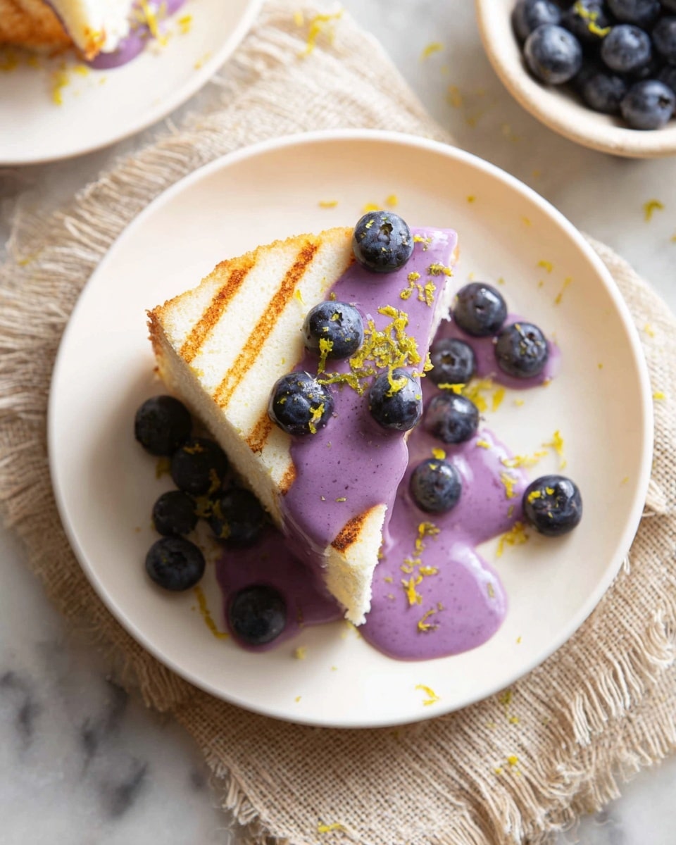 Blueberry-Lemon Grilled Angel Food Cake with Greek Yogurt Recipe