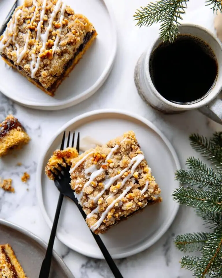 Spiced Prune Coffee Cake with Walnut Streusel and Apple Cider Glaze Recipe