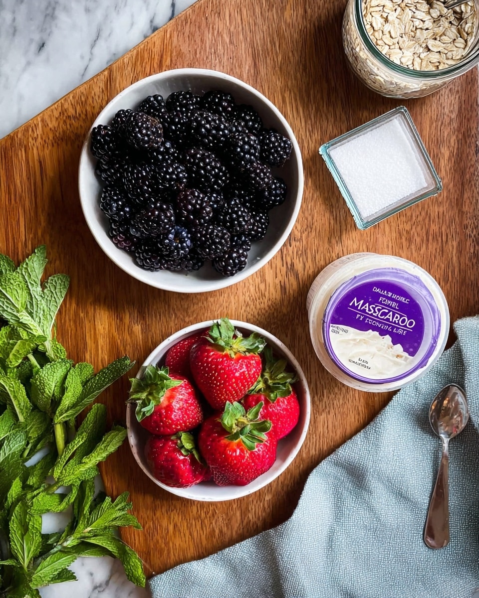 The image shows an open biscuit on a white plate with one layer of white whipped cream spread thickly on top and a second layer of dark red halved cherries with shiny, smooth textures placed evenly over the cream. Around the plate are several whole cherries scattered on a white marbled surface, a white bowl filled with more whipped cream with swirled, fluffy texture, and two small forks next to it. A woman's hand is not visible but implied by the placement of the forks, and an additional white plate holds two plain biscuits at the top left corner. The whole setting is on a light wood background with a soft, natural lighting. photo taken with an iphone --ar 4:5 --v 7